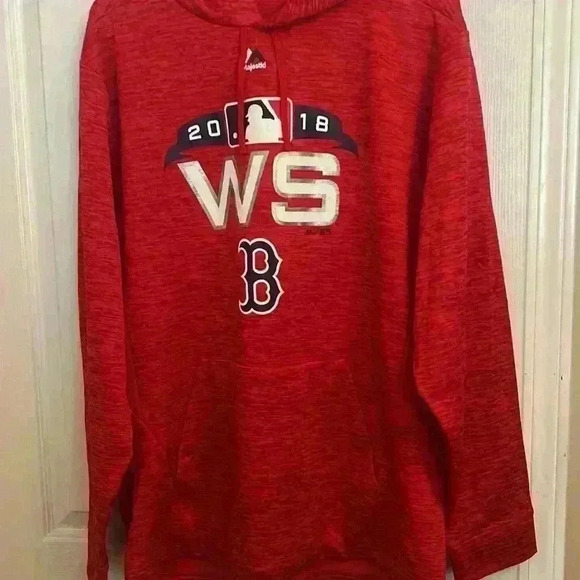 Men's Boston Red Sox Majestic Red  2018 World Series Fleece Pullover Hoodie - Picture 7 of 8